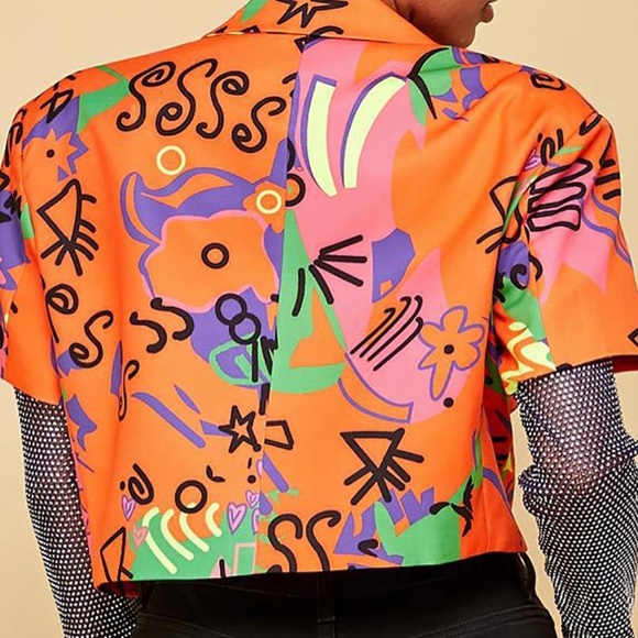 Multi colored jacket with mesh sequin arms - Picture 1 of 2